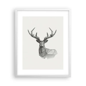 Plakat w białej ramie - Jeleń w kubistycznym stylu - 40x50 cm