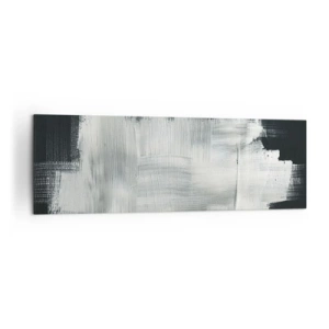 Obraz na płótnie - Białe abstrakcyjne pociągnięcia na ciemnym tle - 160x50cm - Utkane z pionu i poziomu - Nowoczesna dekoracja ścienna do salonu i sypialni ARTTOR