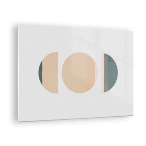 Obraz na szkle - Minimalistyczne geometryczne wzory w pastelowych kolorach - 70x50cm - Koło za kołem - Nowoczesna dekoracja ścienna do salonu i sypialni ARTTOR