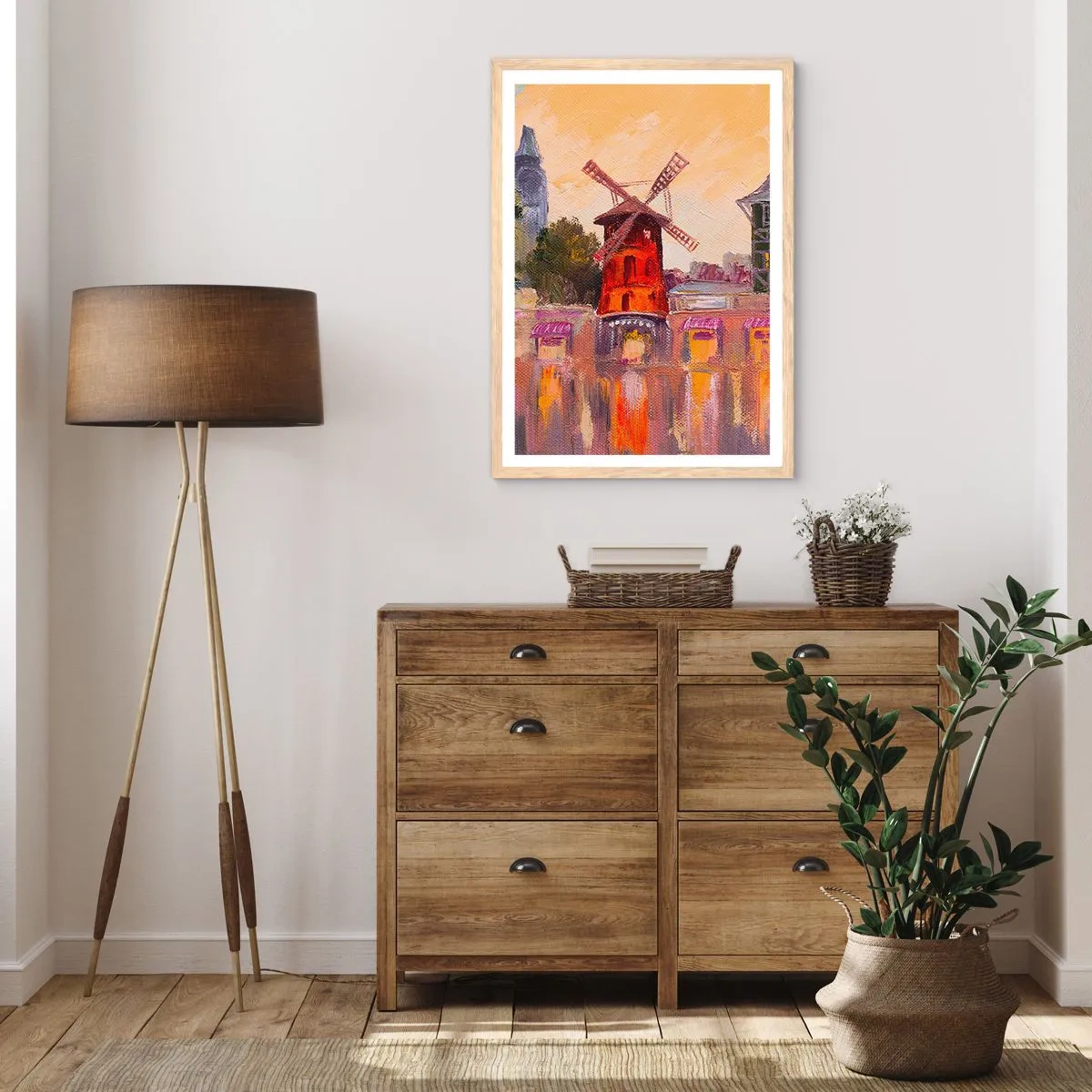 Plakat w ramie jasny dąb - Paryskie ikony – Moulin Rouge - 70x100 cm