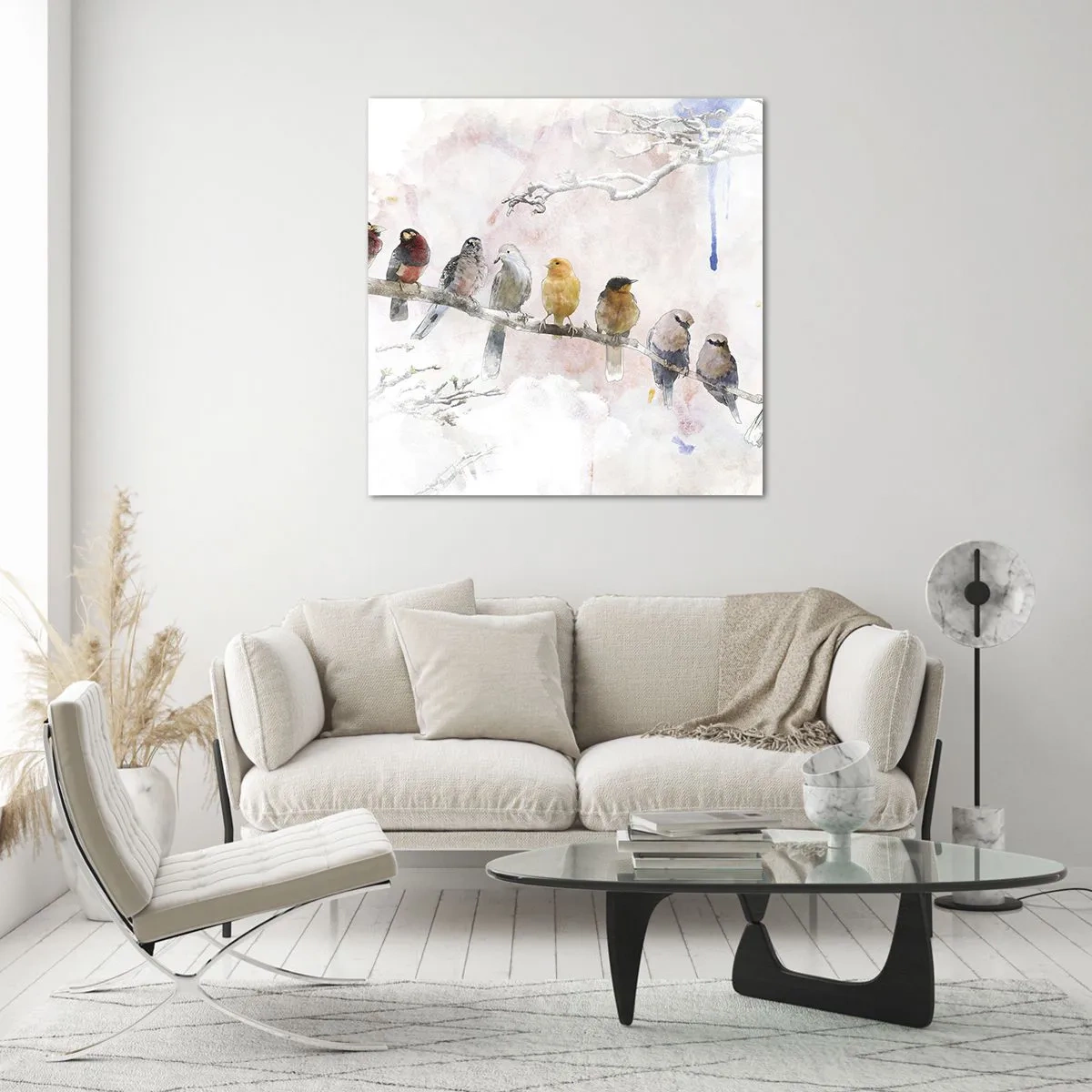 Obraz na szkle - Skrzydlate spotkanie - 70x70 cm