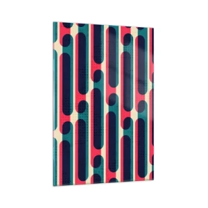 Obraz na szkle - Geometryczny wzór w stylu retro z pastelowymi barwami - 80x120cm - W głąb i do przodu - Nowoczesna dekoracja ścienna do salonu i sypialni ARTTOR