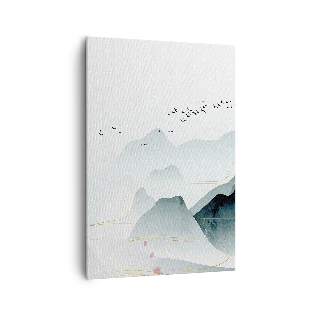Obraz na płótnie - Abstrakcyjne góry w pastelowych odcieniach - 70x100cm - Ponad szczytami - Nowoczesna dekoracja ścienna do salonu i sypialni ARTTOR