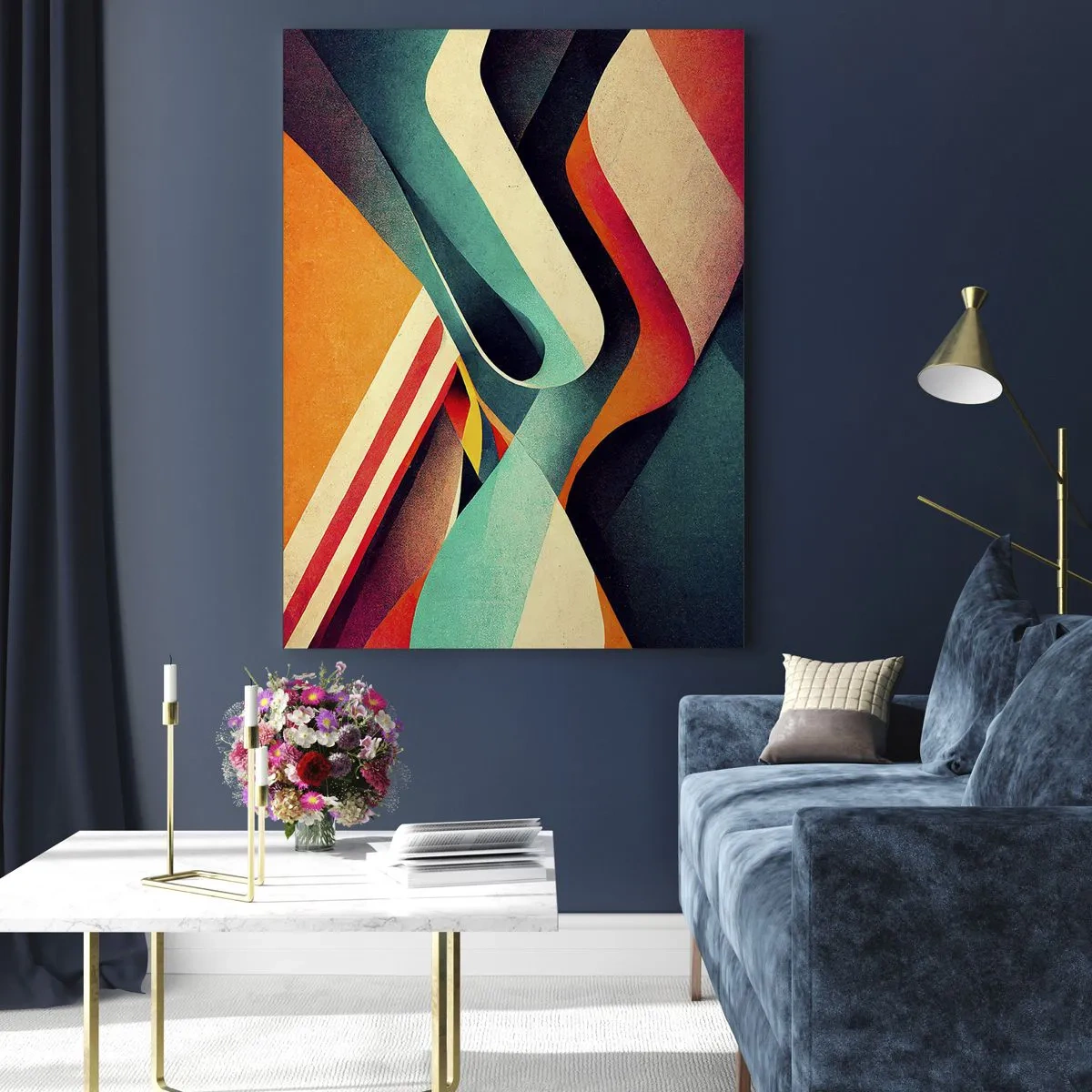 Obraz na szkle - Kolorowe pasy w dynamicznej, abstrakcyjnej kompozycji - 50x70cm - Kompozycja intensywna - Nowoczesna dekoracja ścienna do salonu, kuchni i sypialni ARTTOR