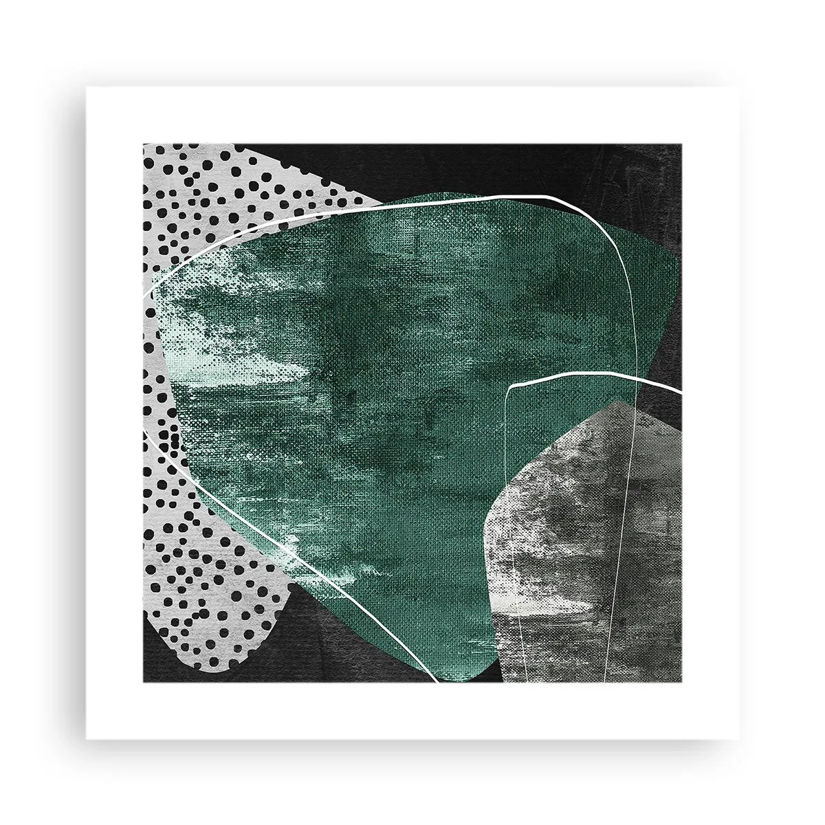 Plakat - Barwna abstrakcja z płatkiem złota - 40x40 cm
