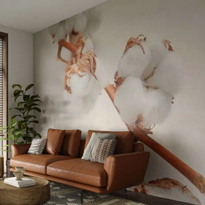 Fototapeta Premium Sand - Tylko tulić - Kwiat Bawełny, Kwiat, Gałązka Bawełny - 300x210 cm