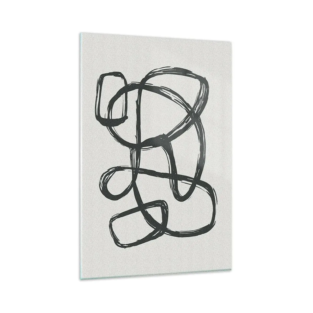 Obraz na szkle - Abstrakcyjne linie tworzące swobodne kształty na jasnym tle - 80x120cm - Zapętlona abstrakcja - Nowoczesna dekoracja ścienna do salonu i sypialni ARTTOR