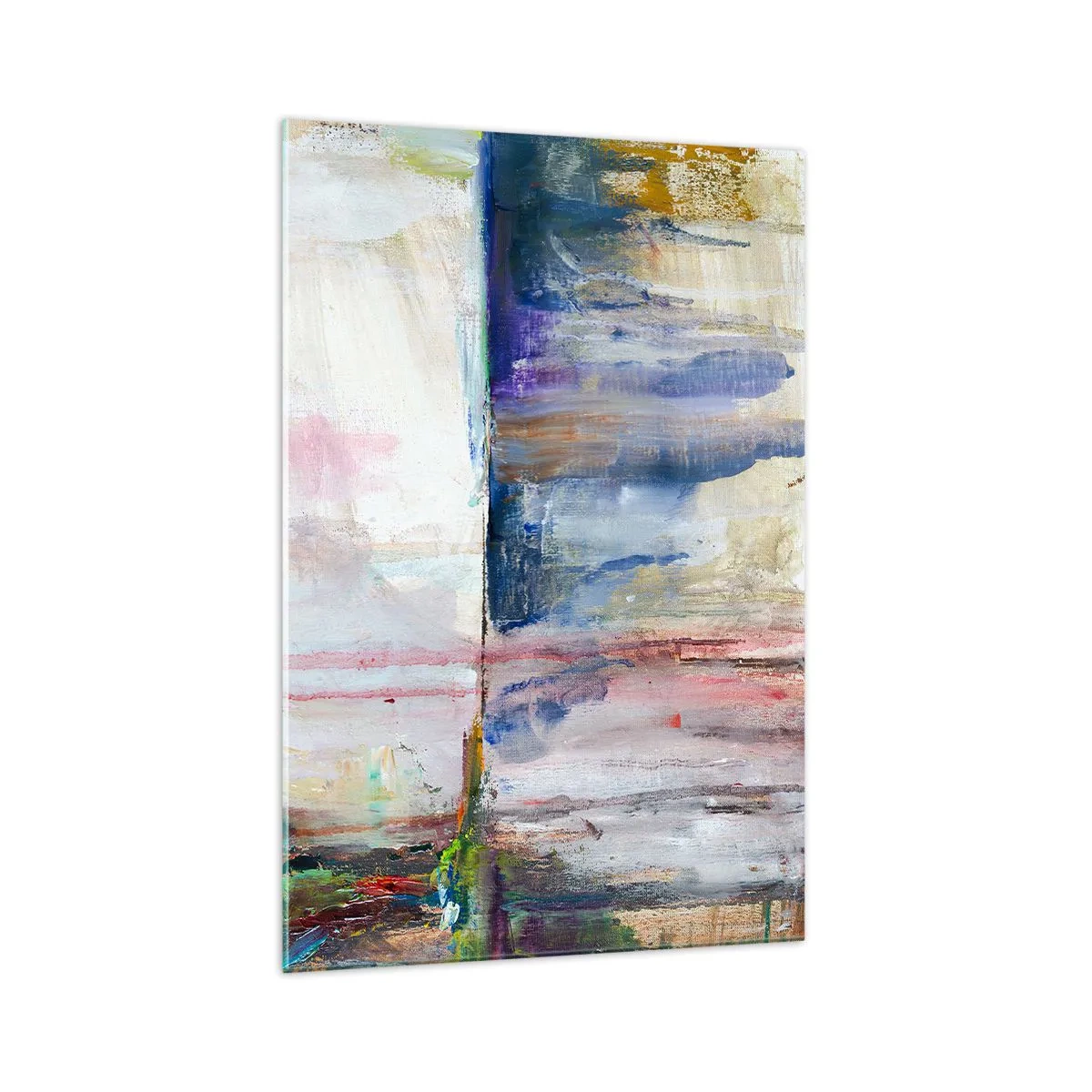Obraz na szkle - Abstrakcyjna kompozycja barw z efektem odbicia na płótnie - 70x100cm - Barwne wrażenia i skojarzenia - Nowoczesna dekoracja ścienna do salonu i sypialni ARTTOR
