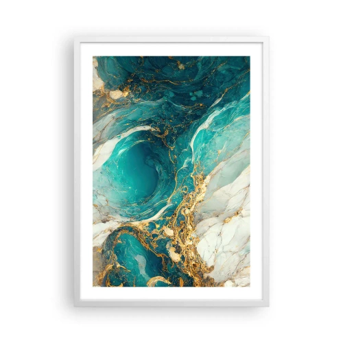 Plakat w białej ramie - Kompozycja z żyłami złota - 50x70 cm