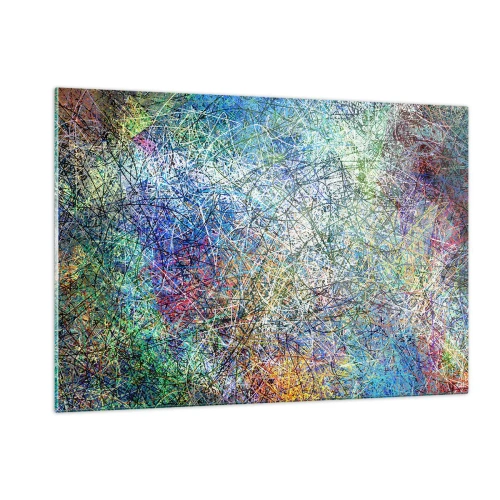 Obraz na szkle - Kolorowa abstrakcja z dynamicznymi liniami - 120x80cm - To nie takie proste - Nowoczesna dekoracja ścienna do salonu, kuchni i sypialni ARTTOR