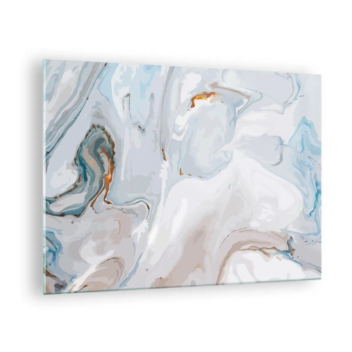 Obraz na szkle - Subtelny marmurowy wzór w odcieniach błękitu i bieli - 70x50cm - Biel wypiętrzona - Nowoczesna dekoracja ścienna do salonu i sypialni ARTTOR