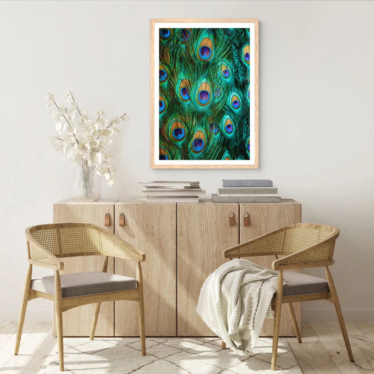 Plakat w ramie jasny dąb - Pawiookie spojrzenie - 40x50 cm