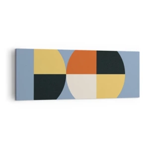 Obraz na płótnie - Geometryczne koła na błękitnym tle - 140x50cm - Patrz i licz - Nowoczesna dekoracja ścienna do salonu i sypialni ARTTOR