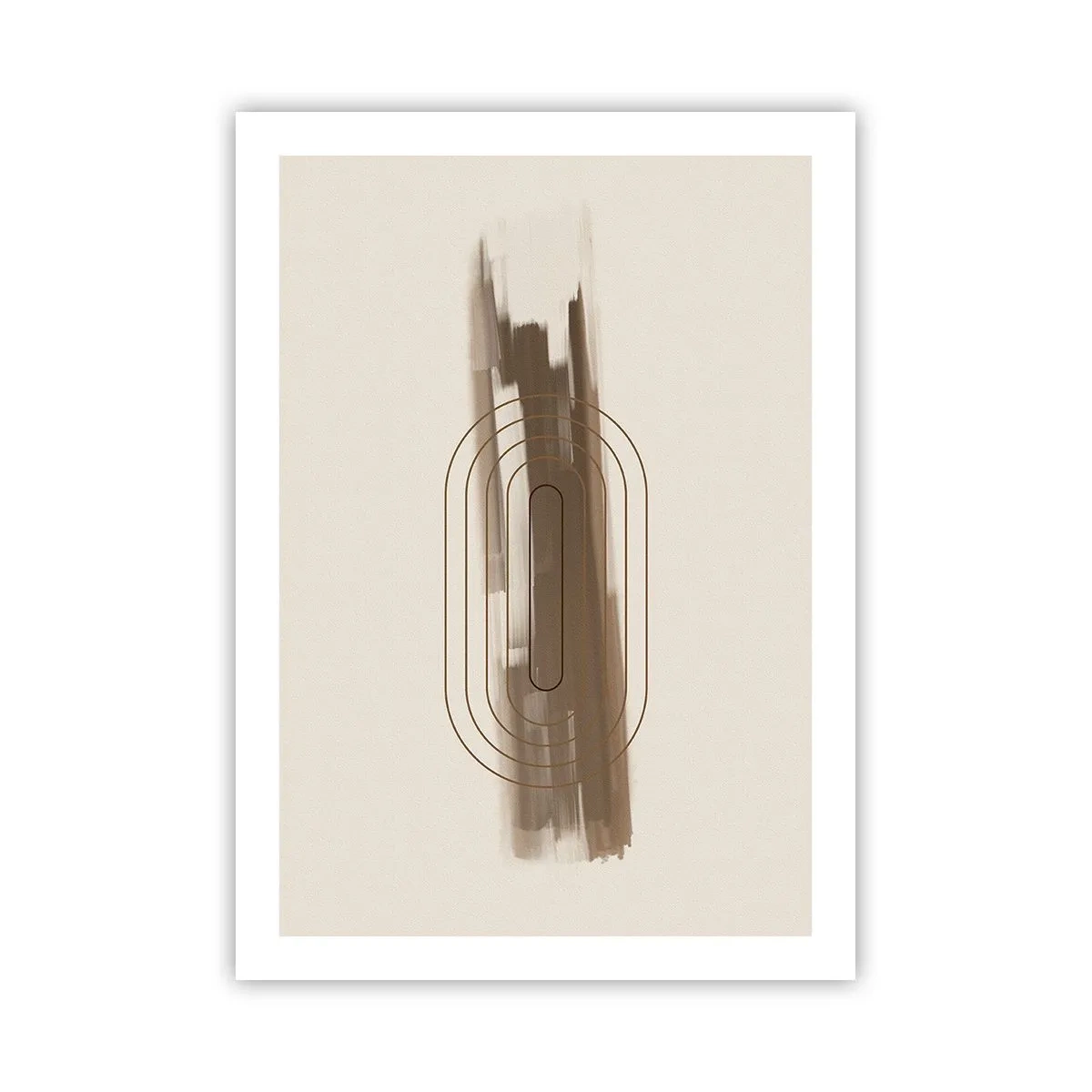 Plakat - Geometryczna forma w odcieniach brązu i beżu - 50x70cm - Powiew szarości - Nowoczesna dekoracja ścienna do salonu, kuchni i sypialni ARTTOR