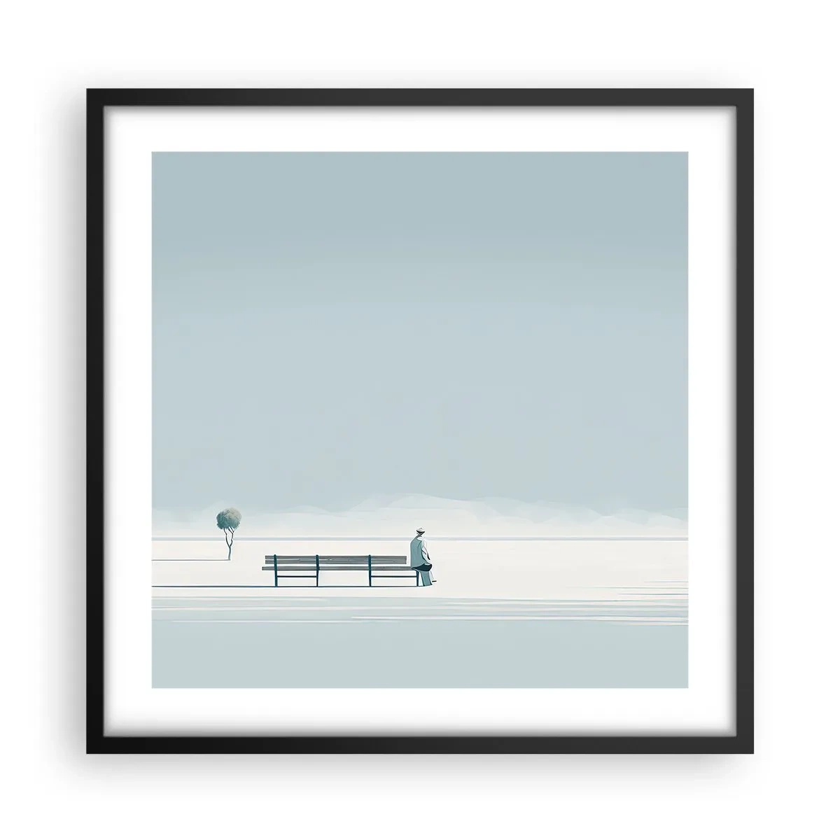 Plakat w czarnej ramie - Tak, czekam. - 50x50 cm