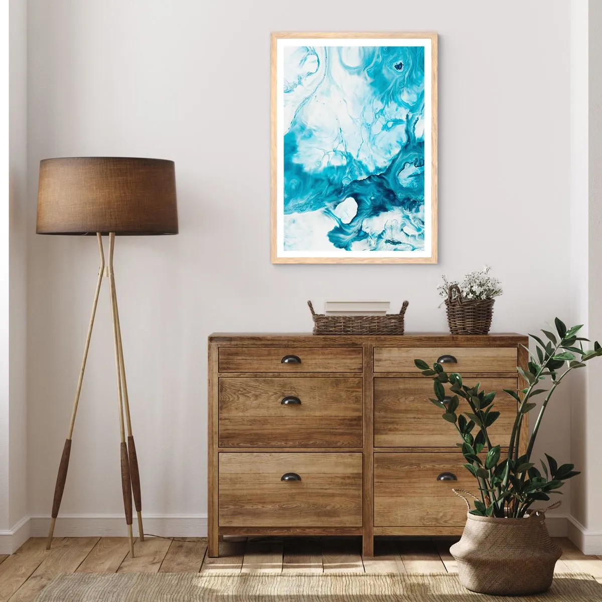 Plakat w ramie jasny dąb - Koncert błękitu - 30x40 cm