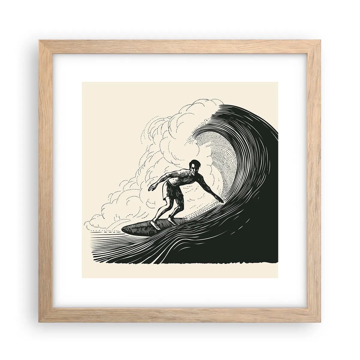 Plakat w ramie jasny dąb - Król fali - 30x30 cm