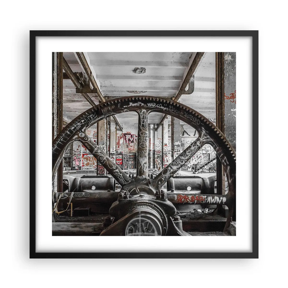 Plakat w czarnej ramie - Sekretne życie fabryki - 50x50 cm