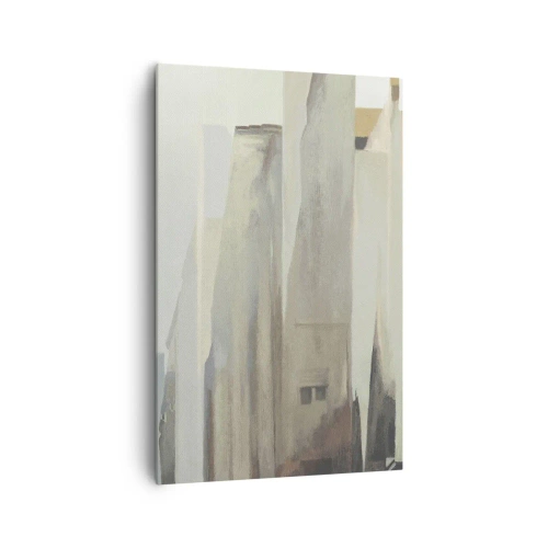 Obraz na płótnie - Abstrakcyjny krajobraz miasta w pastelowych odcieniach - 80x120cm - Sen o mieście - Nowoczesna dekoracja ścienna do salonu i sypialni ARTTOR