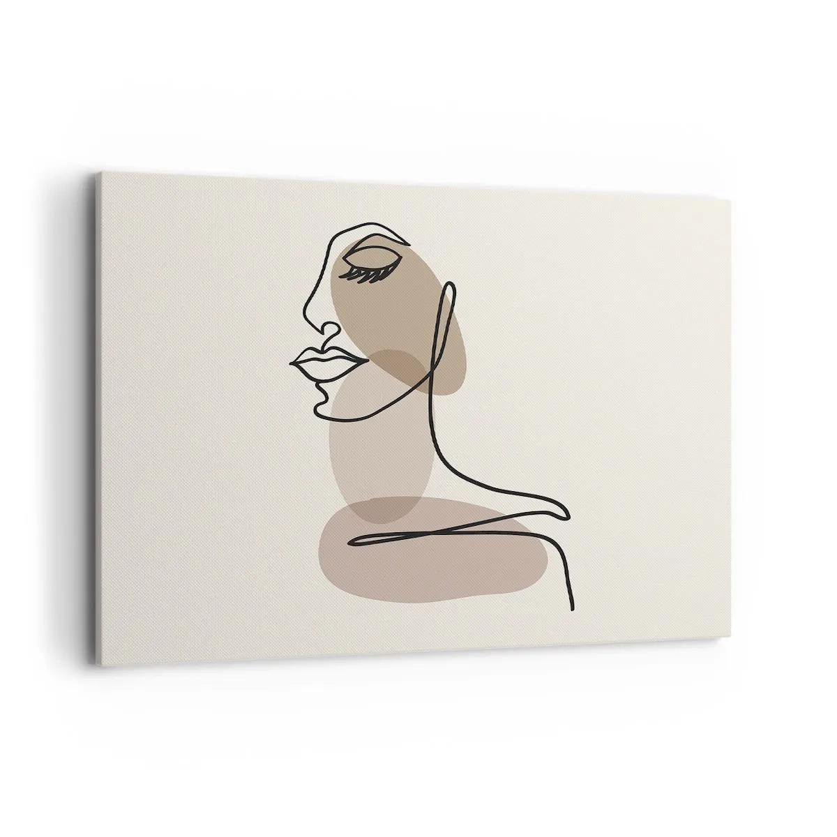 Obraz na płótnie - Kobiecy profil w minimalistycznym stylu line art - 100x70cm - Pewna linia piękna - Nowoczesna dekoracja ścienna do salonu, kuchni i sypialni ARTTOR