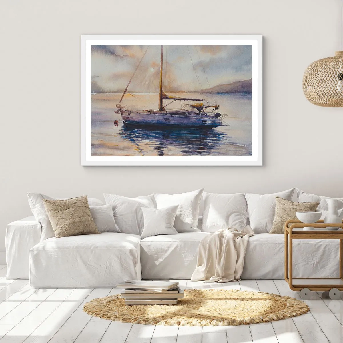 Plakat w białej ramie - Wieczór w zatoce - 50x40 cm