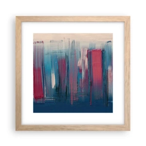 Plakat w ramie jasny dąb - Kompozycja wertykalna w błękicie i czerwieni - 30x30 cm