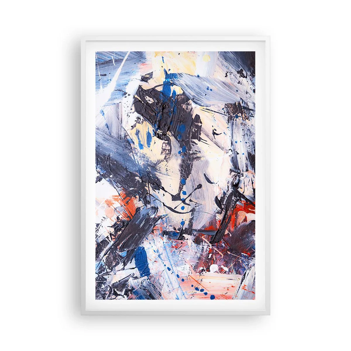 Plakat w białej ramie - Szalony taniec abstrakcji - 61x91 cm