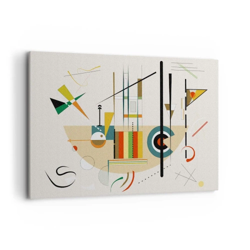 Obraz na płótnie - Kolorowa abstrakcja z geometrycznymi kształtami - 120x80cm - I świat się śmieje - Nowoczesna dekoracja ścienna do salonu, kuchni i sypialni ARTTOR