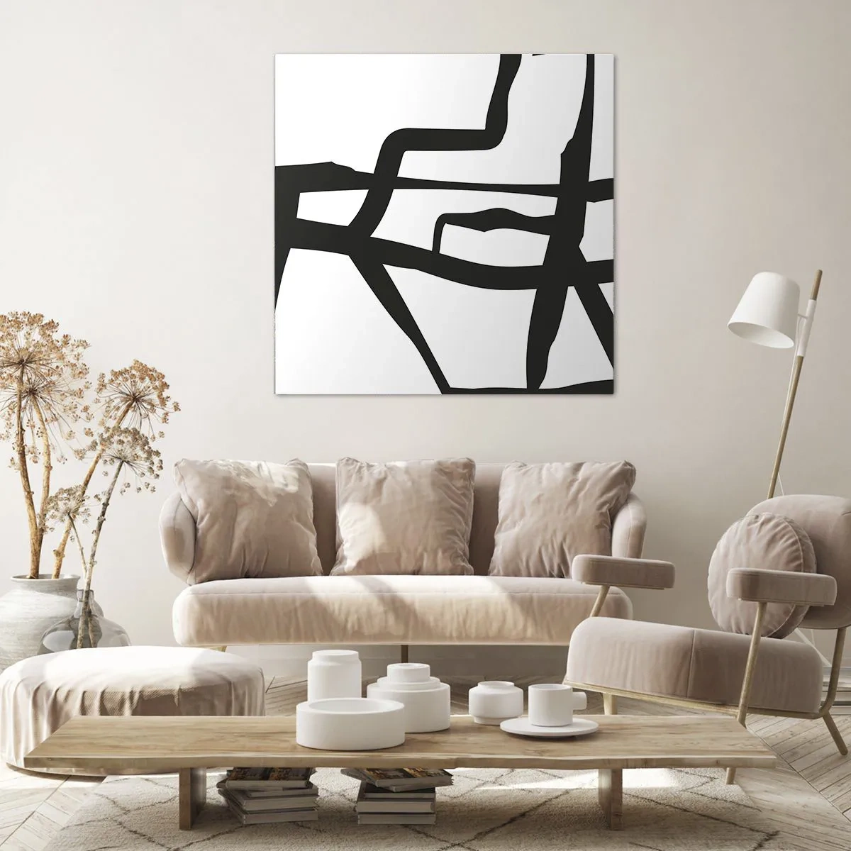 Obraz na płótnie - Czarno-biała konstrukcja - 70x70 cm