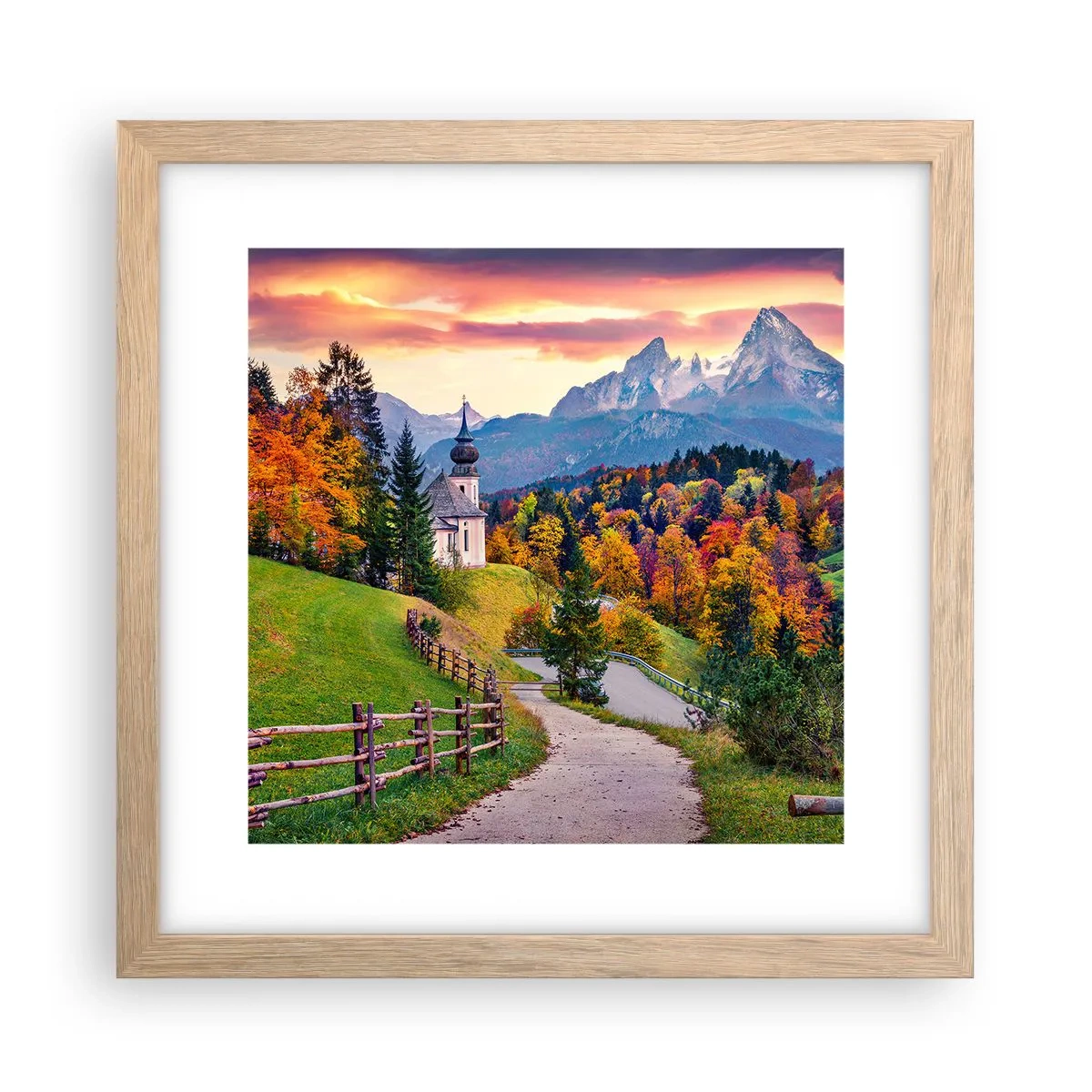 Plakat w ramie jasny dąb - Pejzaż jak malowanie - 30x30 cm