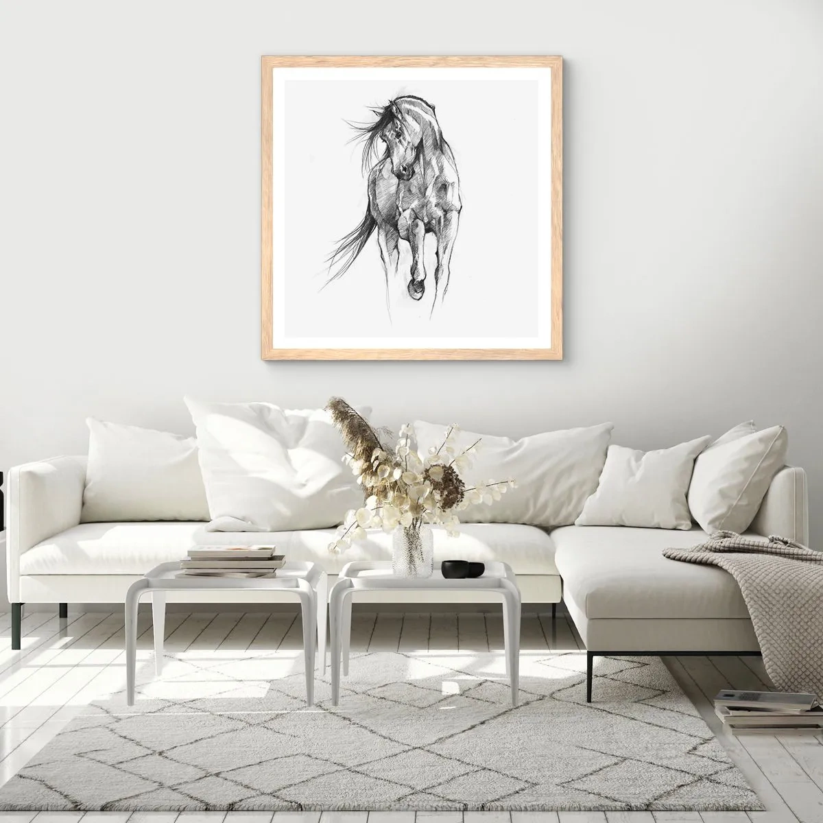 Plakat w ramie jasny dąb - We wdzięcznym kłusie - 50x50 cm