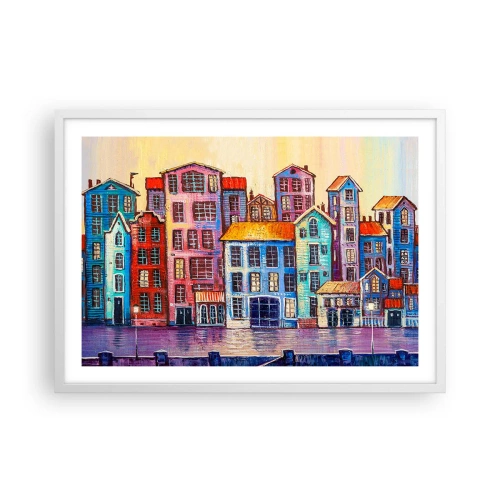 Plakat w białej ramie - Miasto jak z bajki - 70x50 cm