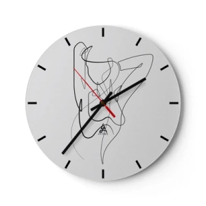 Zegar ścienny - Abstrakcyjna kobieca sylwetka w minimalistycznej kresce - 30x30cm - Naprawdę, jaka jesteś... - Nowoczesna dekoracja ścienna do salonu, kuchni i sypialni ARTTOR
