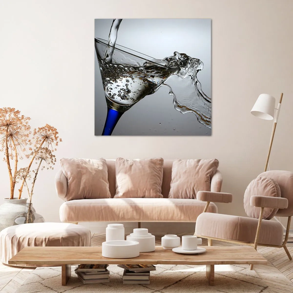 Obraz na płótnie - Krystaliczna woda w kryształowym szkle - 60x60 cm