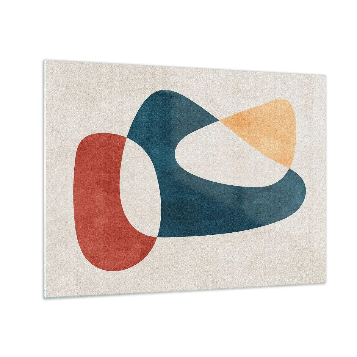 Obraz na szkle - Minimalistyczna abstrakcja w odcieniach czerwieni i granatu - 70x50cm - Wpływy i metamorfozy - Nowoczesna dekoracja ścienna do salonu i sypialni ARTTOR
