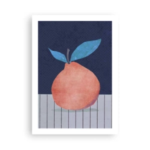 Plakat - Minimalistyczna ilustracja pomarańczy na granatowym tle - 50x70cm - Wypukłość i płaszczyzna - Nowoczesna dekoracja ścienna do salonu, kuchni i sypialni ARTTOR