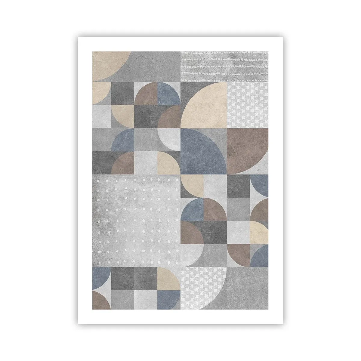 Plakat - Geometryczny wzór w odcieniach szarości i niebieskiego - 50x70cm - Ceramiczna fantazja - Nowoczesna dekoracja ścienna do salonu, kuchni i sypialni ARTTOR