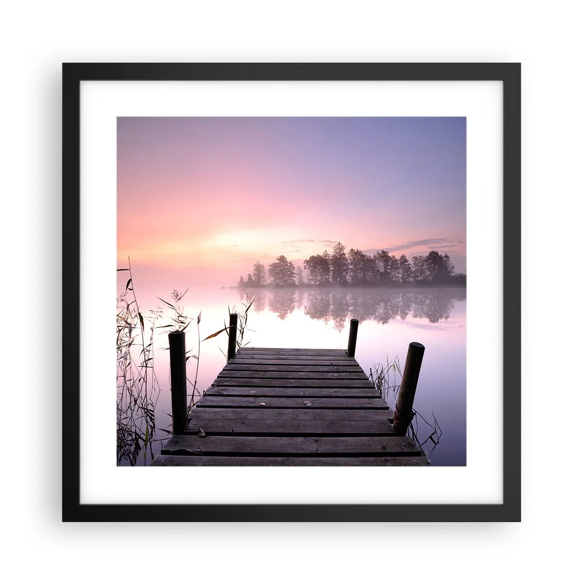 Plakat w czarnej ramie - Z liliowej mgły... - 40x40 cm