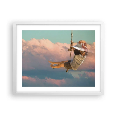 Plakat w białej ramie - Zabawa w obłokach - 50x40 cm