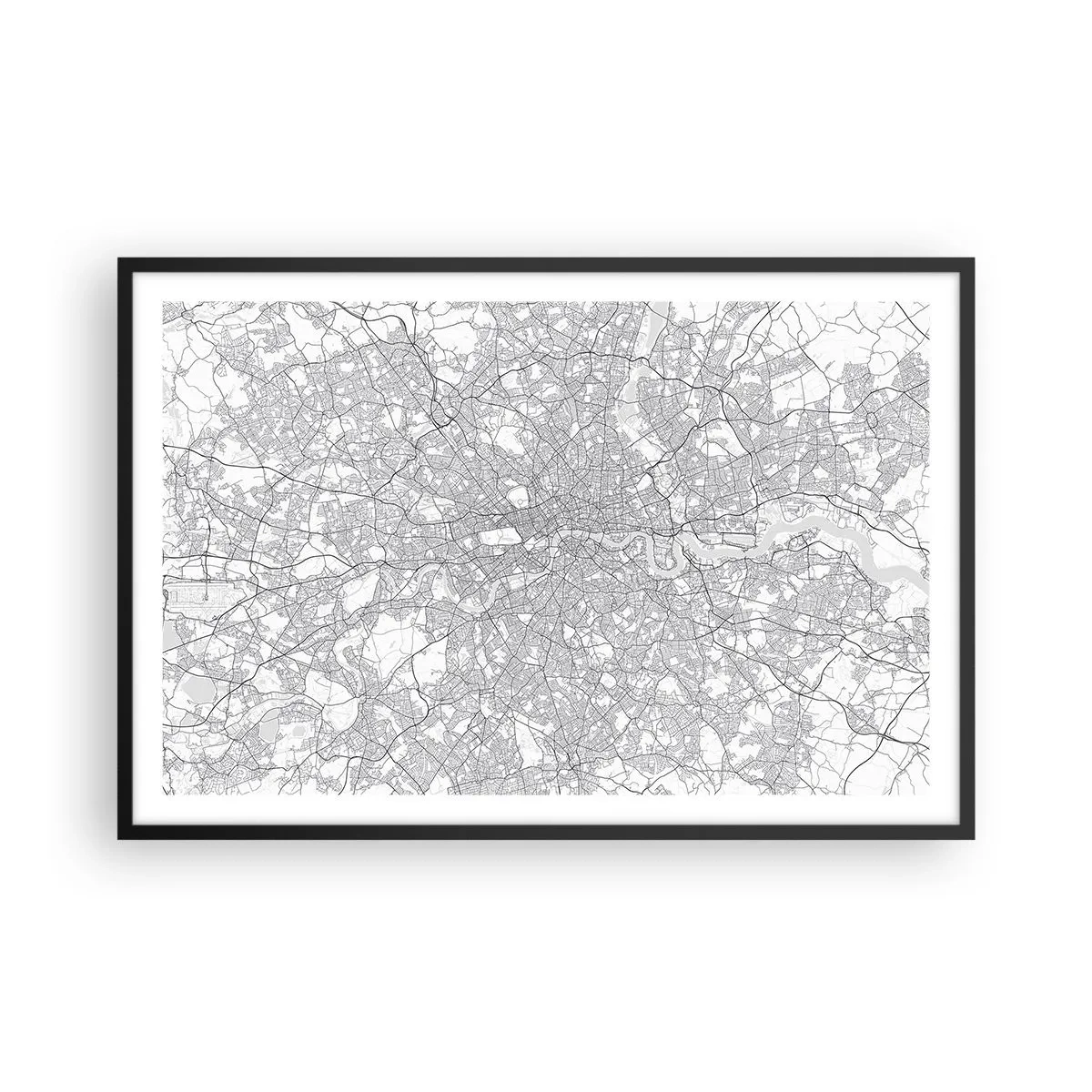 Plakat w czarnej ramie - Mapa londyńskiego labiryntu - 91x61 cm