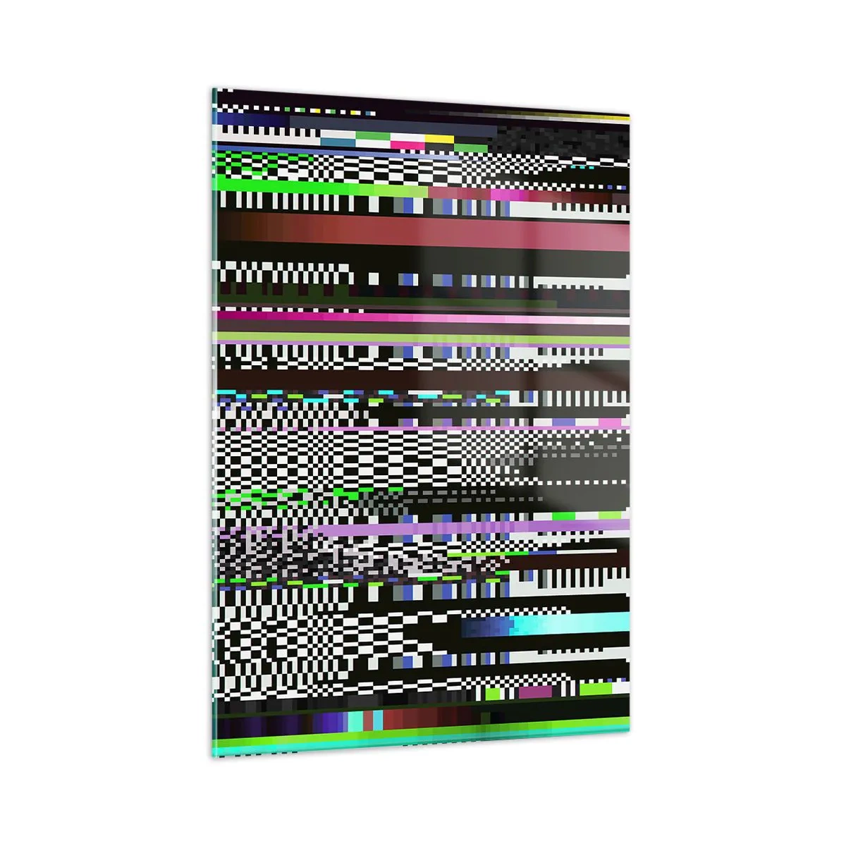 Obraz na szkle - Abstrakcyjna grafika glitch w cyfrowym stylu - 50x70cm - Obraz konrolny rzeczywistości - Nowoczesna dekoracja ścienna do salonu, kuchni i sypialni ARTTOR
