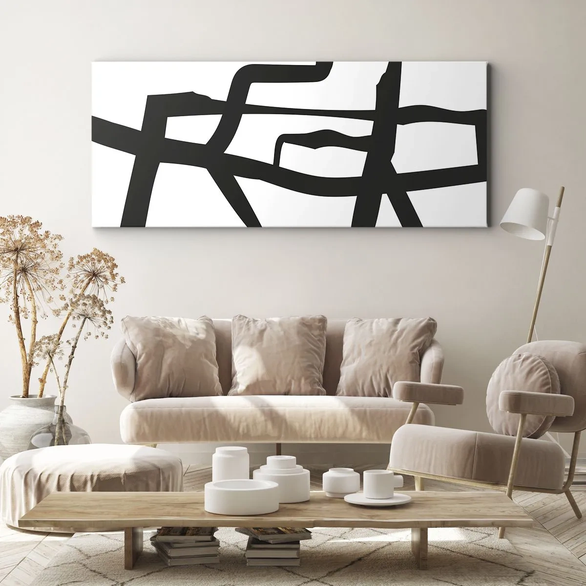 Obraz na płótnie - Czarno-biała konstrukcja - 100x40 cm