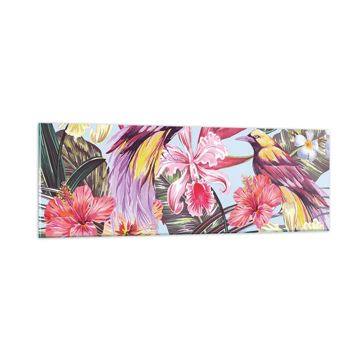 Obraz na szkle - Płatki i piórka - 90x30 cm