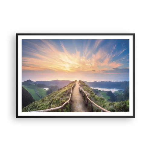 Plakat w czarnej ramie - Malownicza ścieżka na wzgórzu z widokiem na zachód słońca - 100x70cm - Blisko nieba - Nowoczesna dekoracja ścienna do salonu i sypialni ARTTOR