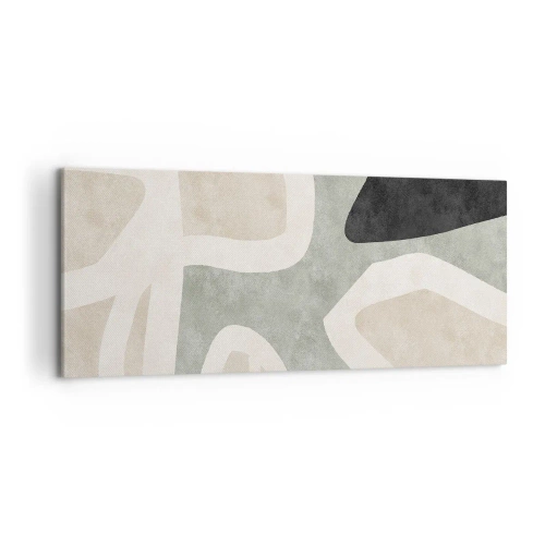 Obraz na płótnie - Abstrakcyjne kształty w stonowanych barwach - 120x50cm - Kompozycja z motywem czerni - Nowoczesna dekoracja ścienna do salonu i sypialni ARTTOR