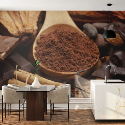 Fototapeta Standard Eco - Kakao, czekolada i przyprawy w rustykalnym stylu - 100x70cm - Najlepsza na smutki - Nowoczesna dekoracja ścienna do salonu i sypialni ARTTOR