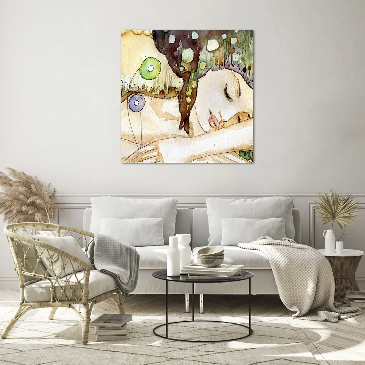 Obraz na szkle - Szmaragdowo-fiołkowy sen - 50x50 cm