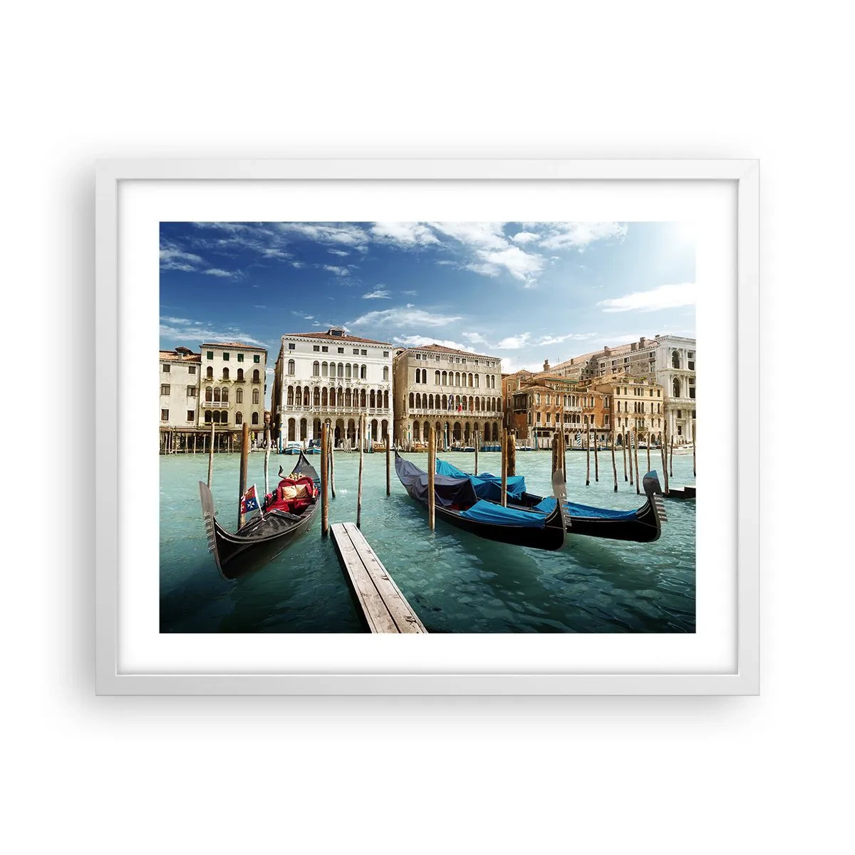 Plakat w białej ramie - Pałace w błękicie - 50x40 cm