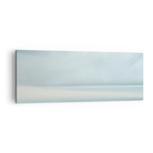 Obraz na płótnie - Minimalistyczny pejzaż w delikatnych odcieniach błękitu - 140x50cm - Spokój aż po horyzont - Nowoczesna dekoracja ścienna do salonu i sypialni ARTTOR