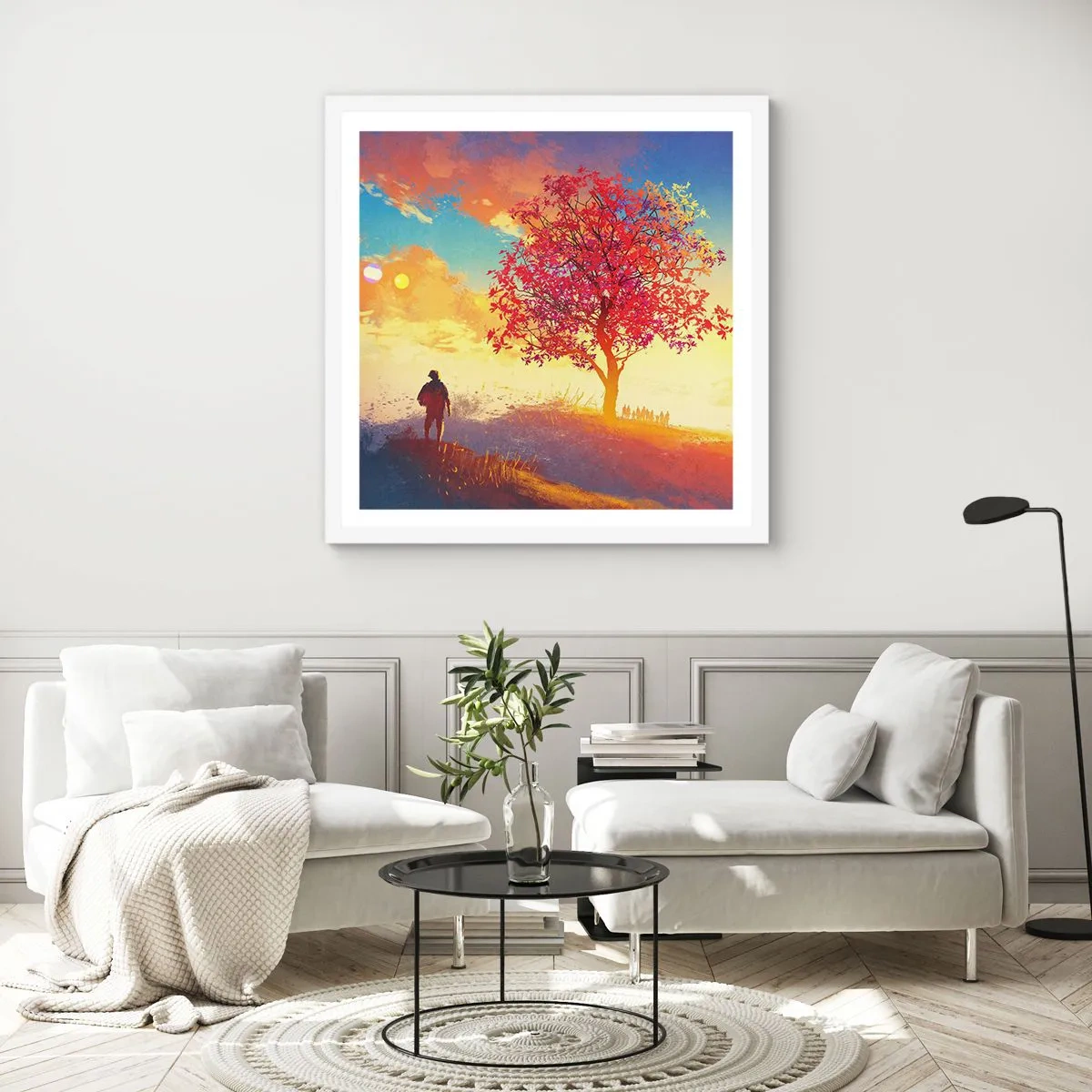 Plakat w białej ramie - Pielgrzym u celu - 60x60 cm